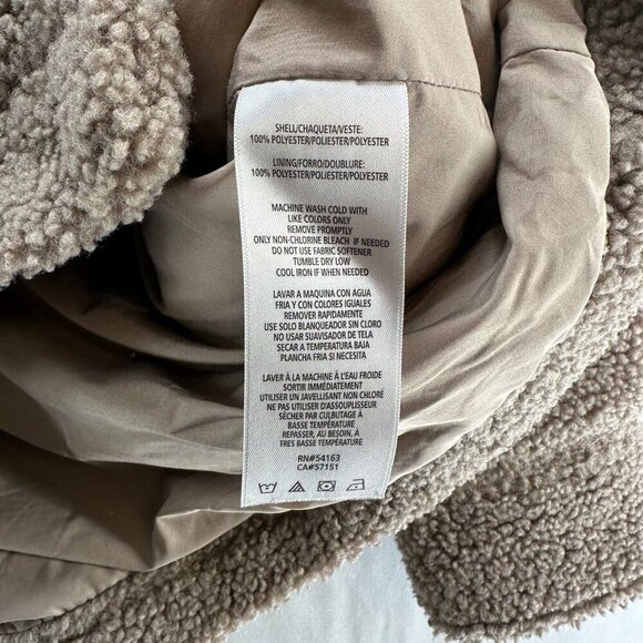 Calvin Klein Sherpa Jacket Womens Size M Deep Pile Fleece Utility Shacket Brown - Picture 9 of 12
